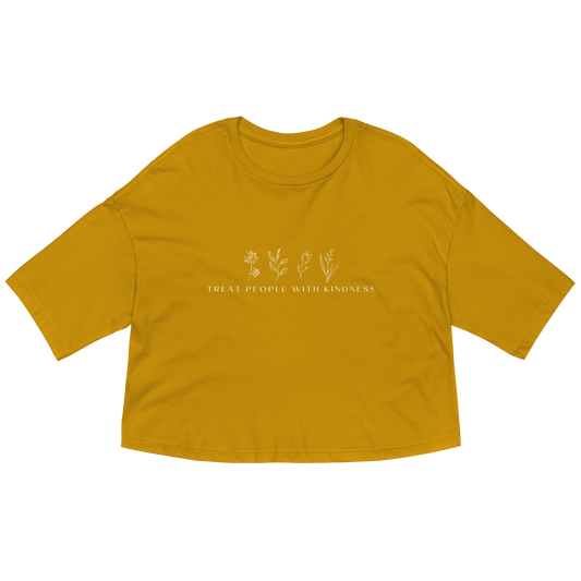 Treat People With Kindness Drop Shoulder Crop Top
